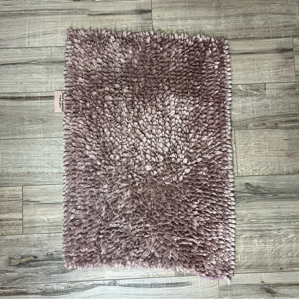 3 juicy couture mats pink silver color furry Plush Bath Mat